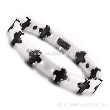 Chain manufacture luxury jewelry high quality cross ceramic bracelet